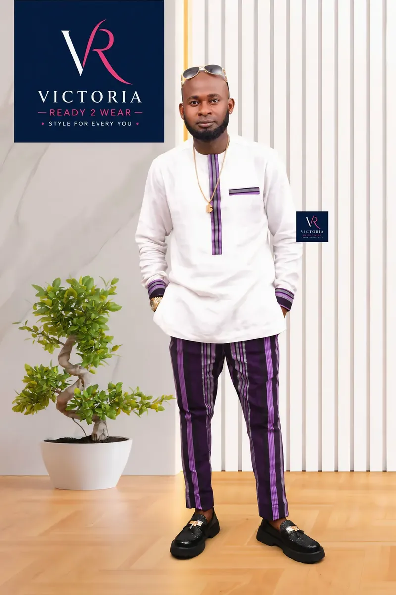 Aso-Oke Stripe Kaftan Set