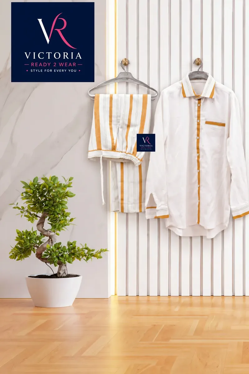 Ivory & Gold Stripe Set