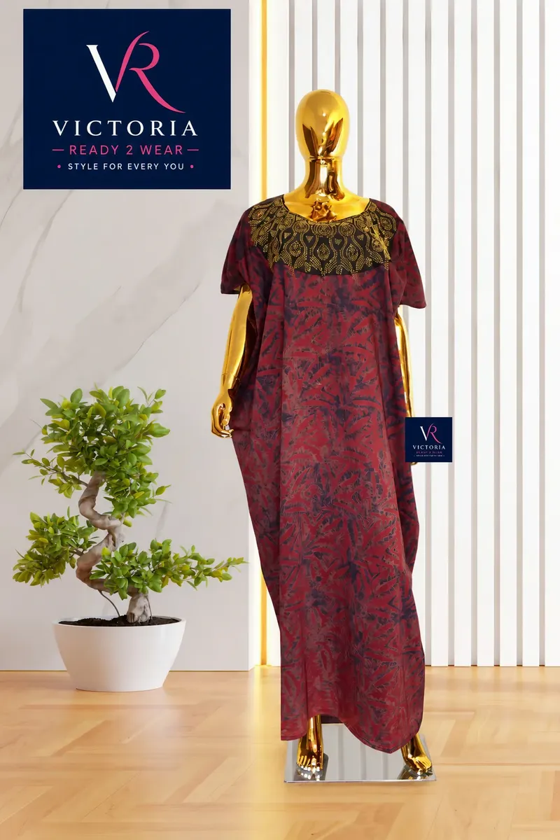 Burgundy Batik Kaftan