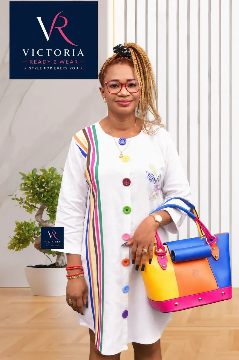 Rainbow Button Shirt Dress