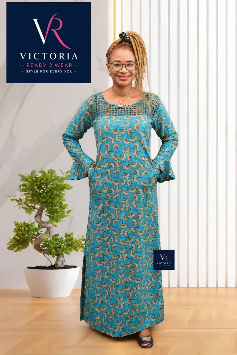 Teal Ankara Gown